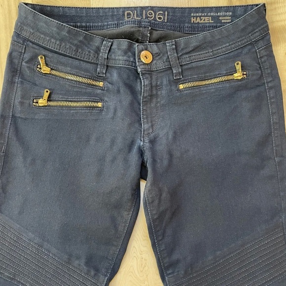 dl1961 Hazel Moto Skinny Jeans Size 29 Dark Wash Gold Accent - Picture 3 of 5